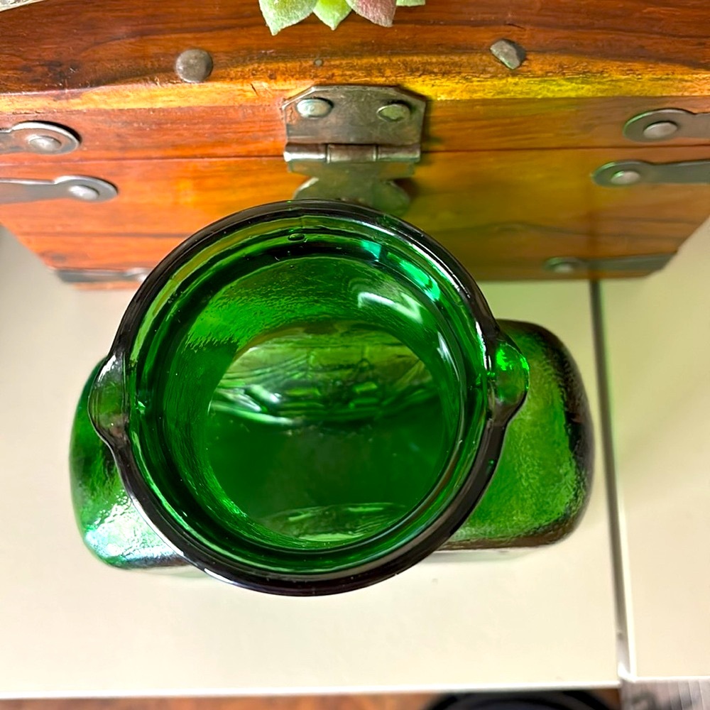 Vintage Kanawaha Green Boat Ship Glass Double Spout Pitcher Decanter Carafe - Picture 5 of 5
